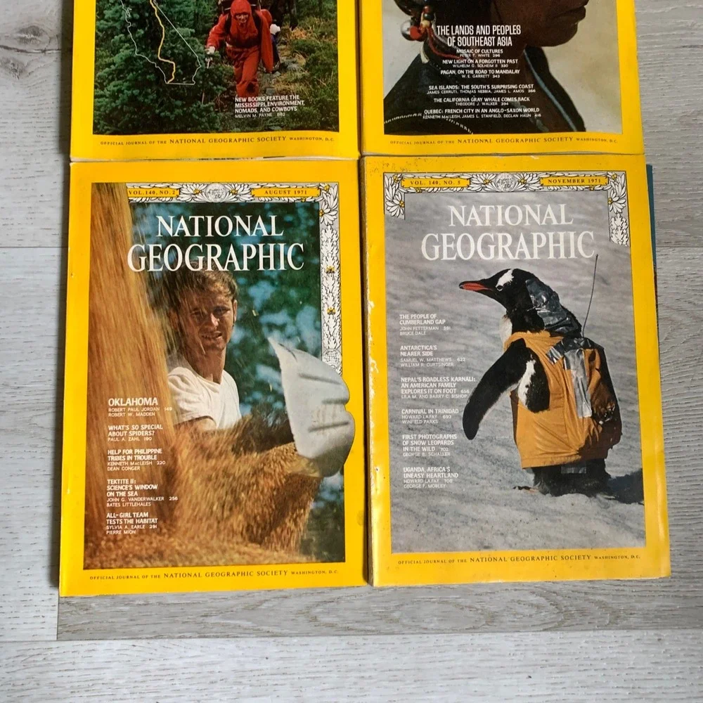 Vintage National Geographic Magazines 1971‎ Lot of 4 March June August November